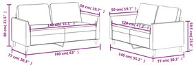 2 pcs conjunto sofás c/ almofadões couro artif. cor cappuccino