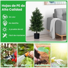 Árvore Artificial de Cedro 80 cm Árvore de Pinheiro Falso com Vaso de Plástico e Folhas Resistentes Planta Decorativa para Interiores Verde