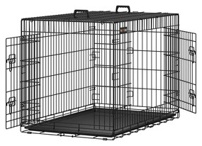 Gaiola dobrável para cães de porte grande com 2 portas | FEANDREA | 107 x 70 x 77,5 cm | preto | PPD42H.
