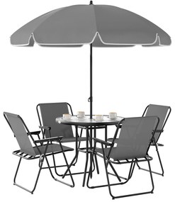 Conjunto de Mesa e Cadeiras de Jardim de 6 Peças Móveis de Jardim Exte