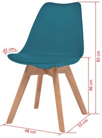 Cadeiras de jantar 6 pcs plástico turquesa