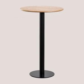 Mesa Alta De Bar Redonda Em Chapa De Freixo Frappe Ø70 Cm & Preto - Sklum