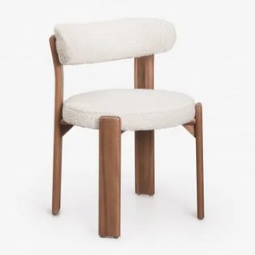 Pack De 2 Cadeiras De Jantar Em Madeira De Acácia E Estofadas Em Tecido Bouclé Milos Bouclé Bege Creme - Sklum