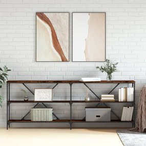 Mesa consola 200x30x75 cm deriv. madeira/ferro carvalho fumado