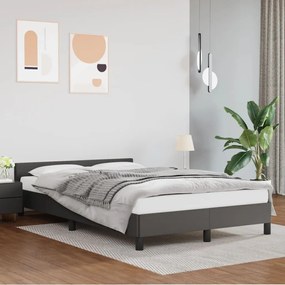 Estrutura cama c/ cabeceira 120x200cm couro artificial cinzento