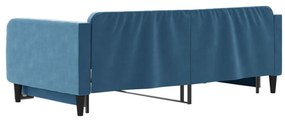 Sofá-cama com gavetão 100x200 cm veludo azul