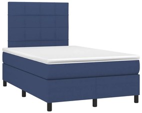 Cama box spring c/ colchão e LED 120x200 cm tecido azul