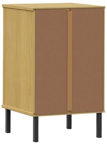 Mesa cabeceira c/ pernas de metal OSLO pinho maciço castanho
