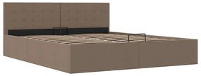 Cama hidráulica c/ arrumação 180x200cm tecido cinza-acastanhado