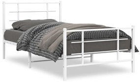 vidaXL Estrutura de cama com cabeceira e pés 100x190 cm metal branco