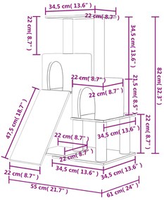 Árvore para gatos c/ postes arranhadores sisal 82 cm cor creme