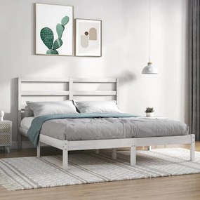 Cama sem colchão 140x190 cm madeira de pinho maciça branco