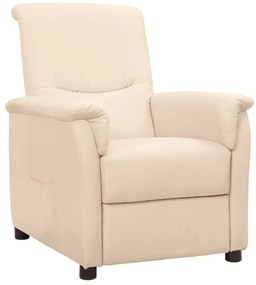 vidaXL Poltrona reclinável tecido cor creme