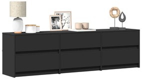 vidaXL Móvel de TV com luzes LED derivados de madeira preto