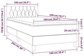 Cama com molas/colchão 100x200 cm tecido cinza-escuro