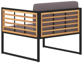 Cadeiras jardim + almofadões 2pcs acácia maciça cinzento-escuro