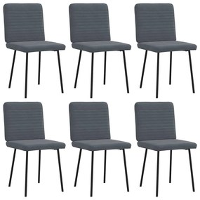 Cadeiras de jantar 6 pcs veludo cinzento-escuro