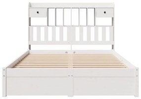 Cama com estante sem colchão 150x200 cm pinho maciço branco