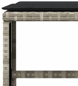 11 pcs conjunto jantar p/ jardim c/ almofadões vime PE cinzento