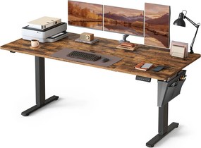 Secretária eléctrica regulável em altura 80 x 180 x (72-120) cm Castanho vintage