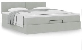 Estrutura de cama otomana com colchão 160x200 cm cinzento claro