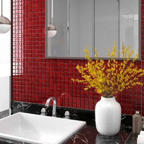 327305 vidaXL Ladrilhos de mosaico 11 pcs 30x30 cm vidro vermelho