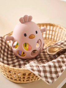 Chocalho pintainho em silicone rosa