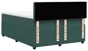 Cama com molas/colchão 160x200 cm veludo verde-escuro