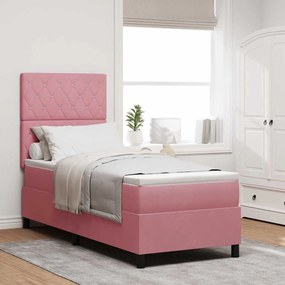 Cama Box com Colchão vidaXL Rosa 80x200 cm Veludo
