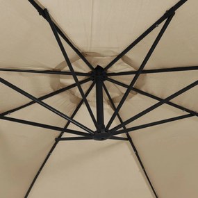 Guarda-sol cantilever c/ luzes LED 350 cm cinza-acastanhado