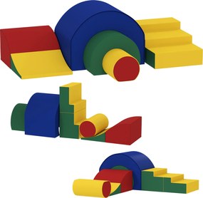 Percurso de motricidade para bebés – brinquedos de escalada modulares com 5 blocos gigantes de espuma, 181 x 39 x 44 cm, multicolorido