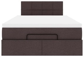 Cama otomana com colchão 120x200 cm tecido castanho escuro