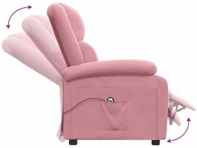 Poltrona de massagens reclinável veludo rosa