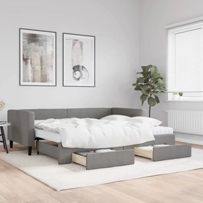 vidaXL Sofá-cama c/ gavetão e gavetas 90x200 cm tecido cinzento-escuro