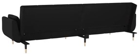 Sofá-cama 2 lugares com duas almofadas veludo preto