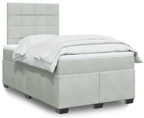 Cama boxspring com colchão 120x190 cm veludo cinzento-claro