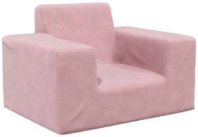 Sofá infantil de pelúcia rosa