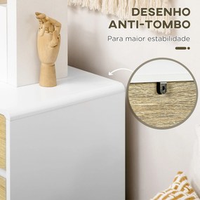 Cómoda com 4 Gavetas de Madeira Cómoda com Pés Elevados para Sala de Estar Dormitório Escritório 80x40x79,5cm Carvalho e Branco