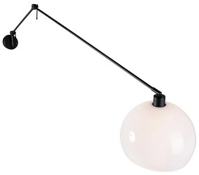 Candeeiro de parede preto com abajur branco 30 cm regulável - Blitz Moderno