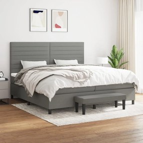 vidaXL Cama com molas/colchão 200x200 cm tecido cinzento-escuro