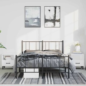 Estrutura de cama com cabeceira e pés 150x200 cm metal preto