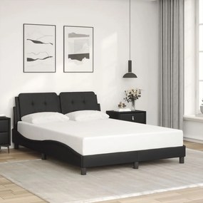 Estrutura cama c/ cabeceira 140x200 cm couro artificial preto
