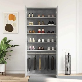 Guarda-Sapatos Cinza Concreto 80x39x180 cm de Madeira de Engenharia