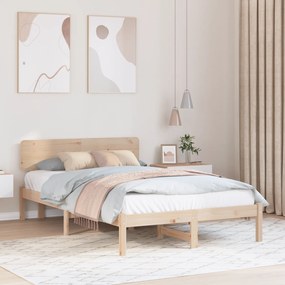 vidaXL Estrado de Cama com Cabeceira 120x200 cm Madeira de Pinho Maciça
