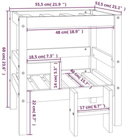 vidaXL Cama para cães 55,5x53,5x60 cm madeira de pinho maciça preto