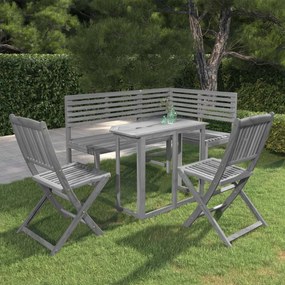 vidaXL 4 pcs conjunto bistrô em madeira de acácia maciça cinzento