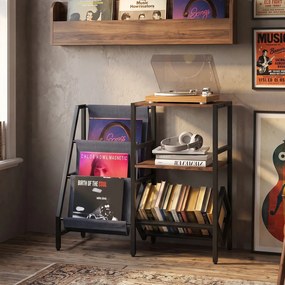 Estante para discos de Vinil, 82 x 30 x 75 cm, Capacidade para Mais de 400 Discos, Castanho