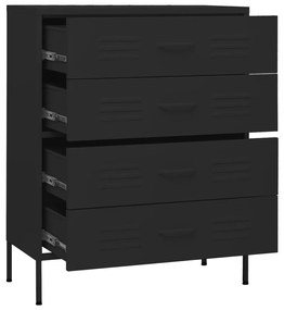 Cómoda/aparador com gavetas aço 80x35x101,5 cm preto
