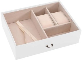 Caixa para jóias de 3 camadas com espelho com fechadura Branco
