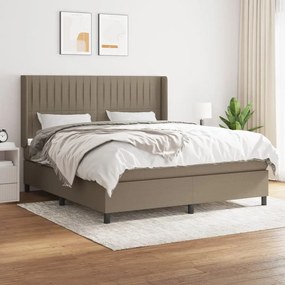 vidaXL Cama com molas/colchão 160x200 cm tecido castanho-acinzentado
